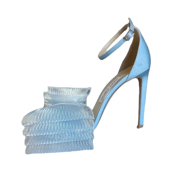 JIMMY CHOO Aveline Bow Sandals EU 39 US 9 Blue Wedding Bridal Heel - Picture 6 of 9